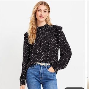 Loft poka dot blouse black and white NWOT